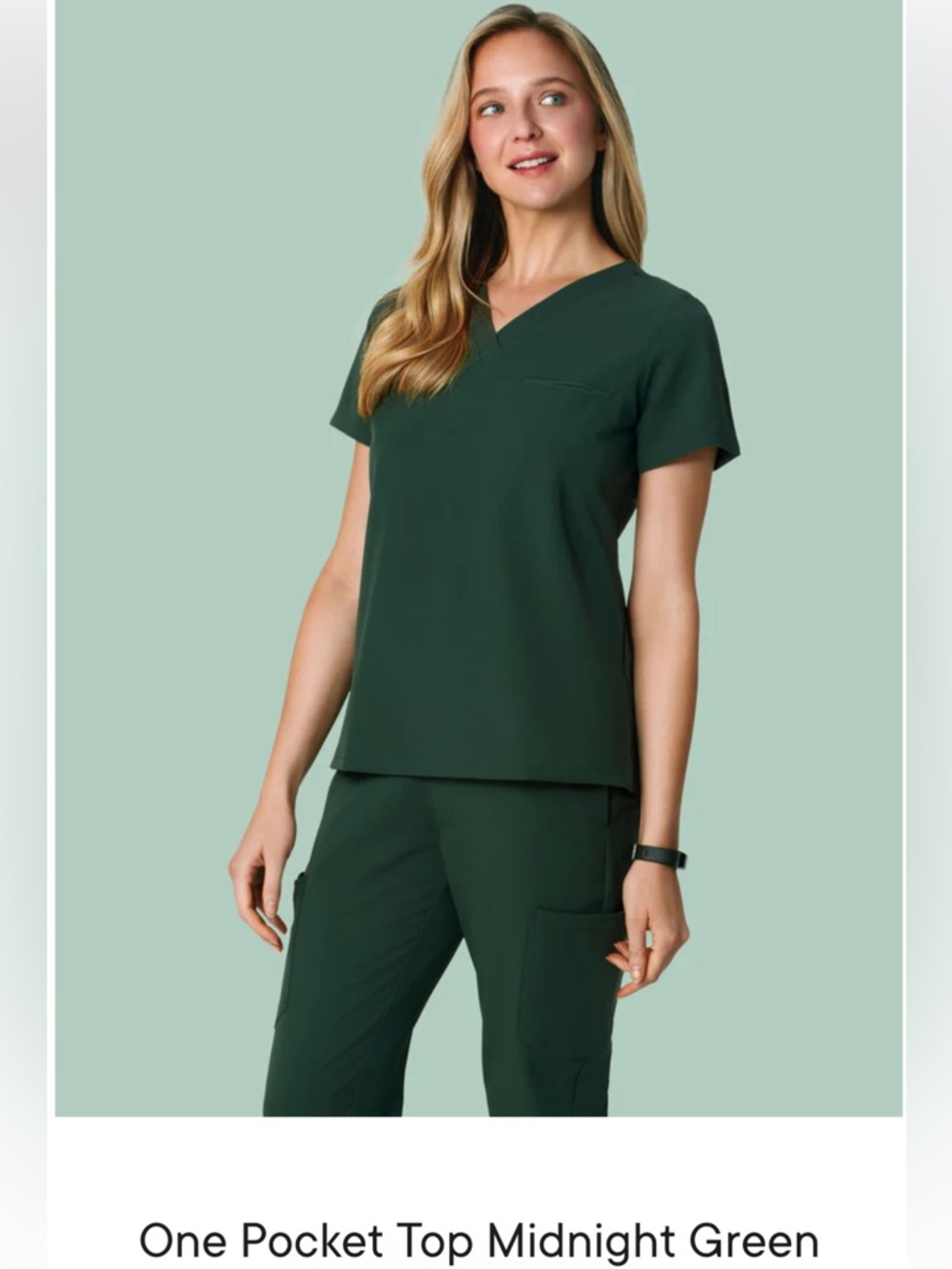 Mandala One Pocket scrub Top Midnight Green M